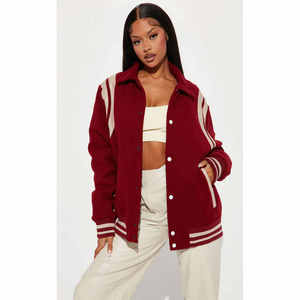 Chaqueta Varsity de Béisbol para Mujer, Modelo 2025, al por Mayor, Personalizada, de Invierno, de Piel de Pescado, Transpirable, con Forro de Algodón, Manga Larga, con Logotipo Personalizado - Product Image 6