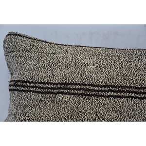 Gray Wool Kantha <b>Pillow</b> 12x48 Inch Subtle Striped Vintage Pattern Woven Technique - Product Image 2