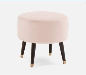 Pouf décoratif en velours bleu avec pieds en métal, tabouret de salon pour la maison, l'hôtel et les villas, pouf rond - Product Image 2