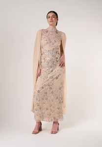 Vestido Largo con Cuello Redondo, Abertura Lateral en la Cintura, Antiestático, para Fiesta o Cóctel, Transpirable, con Cuentas en la Parte Delantera, Diseño Simétrico - Product Image 3