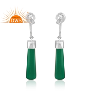 Latest Handmade Design Sterling Silver Natural Green <b>Onyx</b> Gemstone Dangle <b>Earring</b> Jewelry Manufacturer - Product Image 4