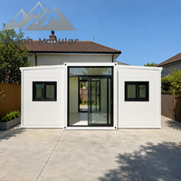 Maison conteneur extensible avec porte vitrée pour projets résidentiels et de camping