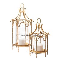Ensemble de 3 lanternes fantaisie design couleur or aspect brillant bocaux à bougies vaisselle restaurant et hôtel lanternes décoratives fournitures