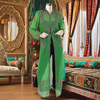 Abaya élégante indienne en soie Georgette pleine longueur 2025 – Dernière collection, magnifique kaftan brodé à la main, matériau lourd orné, idéal pour les cocktails