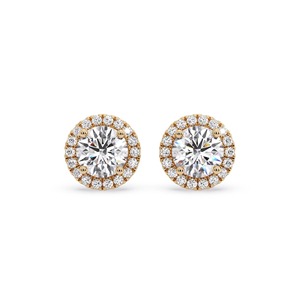 Pendientes de Diamantes Finos con Corte Redondo Luminoso y Halo Único, Diamante Cultivado en Laboratorio de 0.60 Ct en Platino, para Regalo de Compromiso o Aniversario - Product Image 2