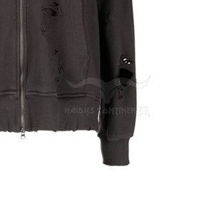 เสื้อฮู้ดฟลีซผู้ชายแบบใหม่ล่าสุด ดีไซน์ขาดๆ แต่งสีและโลโก้ได้ตามต้องการ ระบายอากาศได้ดี ผลิตจากวัสดุคุณภาพเยี่ยม บุซับในอย่างดี สีพื้น ย้อมสีเรียบๆ สำหรับฤดูหนาว - Product Image 6