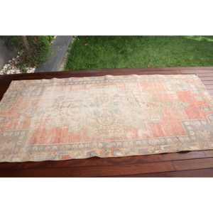 Turkish 4x8.2 ft Rug, Vintage Rug, <b>Red</b> Ombr Rug <b>Wool</b> - Product Image 3