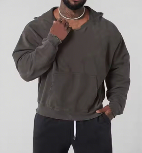 Sudadera con capucha unisex personalizada de 100% algodón pesado de gran tamaño, rizo francés lavado ácido vintage con diseño desgastado por el sol, talla XL - Product Image 3