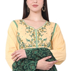 Alto estilo bordado árabe Farashah Jalabiya Kaftan vestidos coloridos impresos rayón viscosa adultos fiestas ropa informal - Product Image 6