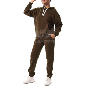 Sweat-shirt 2 pièces en molleton confortable et décontracté pour femmes Sweat à capuche respirant avec poches Look élégant pour l'exportation - Product Image 1