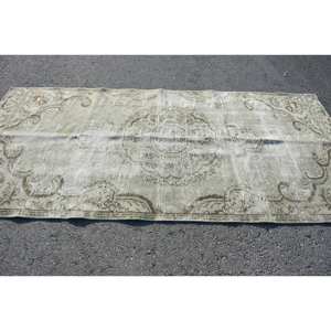 Clásico Beige Marrón 4,5X9,2 pies Respetuoso con el medio ambiente Alfombra de lana de pelo medio Diseño de retazos turcos para comedor Respaldo de látex - Product Image 3