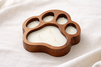 Porte-bougies en bois de manguier en forme de patte de chien, faits à la main, écologiques, personnalisables, pour la décoration de la maison, du jardin et de Noël
