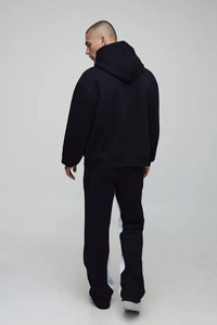 Sudadera con Capucha Oversize Negra para Hombre, Invierno 2025, Transpirable, Poliéster/Algodón, Estilo Urbano, Teñido Liso, Lavado a la Piedra - Product Image 2