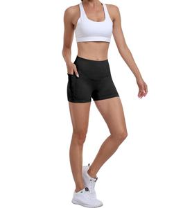 Personalizado gimnasio deporte fitness entrenamiento sin costuras mujeres pantalones cortos con bolsillos de cintura alta entrenamiento Spandex correr Yoga pantalones cortos - Product Image 2