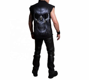 เสื้อผ้านักขี่จักรยานเสื้อผู้ชายแขนกุดสีดำสีเบจเสื้อยีนส์ติดกระดุมด้านหน้า - Product Image 2