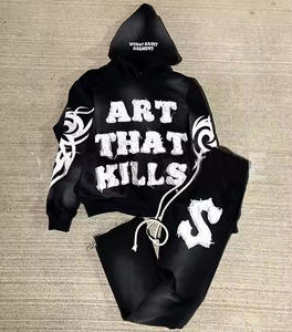 Survêtements personnalisés brodés, poids lourd, délavés à l'acide 350 450 500 Gsm, survêtements à fermeture éclair, jogging décontracté, Boxy Hoodies pour hommes - Product Image 2