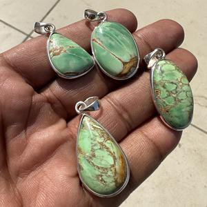 Pierre précieuse variscite australienne verte naturelle pendentif en argent sterling massif 925 bijoux faits à la main - Product Image 4