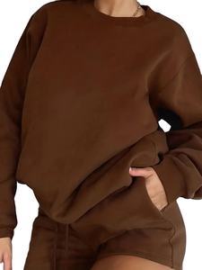 Ladies Comfy Hoodie Short Set Oversized Sweatshirt Shorts Sweatsuit Matching Women Loungewear Set Fall Tracksuits Short Set 2026 - Product Image 3