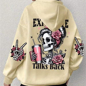 Sweat à capuche graphique drôle personnalisé pour les femmes coupe ample Vintage polaire sweat chaud confortable automne hiver pull à capuche - Product Image 1