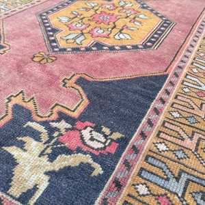 0.3x9.7 ft Vintage Rug, <b>Runner</b> Turkish Rug, <b>Red</b> Ombr Rug - Product Image 4
