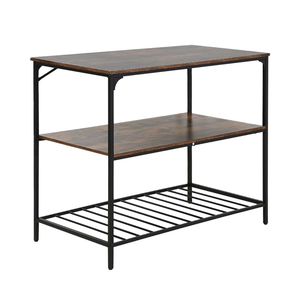 Isla de cocina de madera maciza de 3 niveles con gran espacio de almacenamiento para cocina y cafetería Almacenamiento de cocina y mostrador - Product Image 1