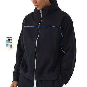 Sudadera con capucha recortada con estilo para hombre Sudadera de lana de algodón bordada Otoño Moda callejera de gran tamaño - Product Image 1