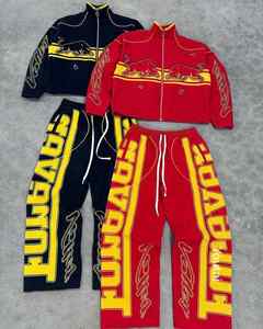 2025 Hot Selling Embroidery Heavyweight Men'S Sweatsuit Streetwear Cotton Jacket Tracksuit Flared Sweatpants and Hoodie Sets - Product Image 4