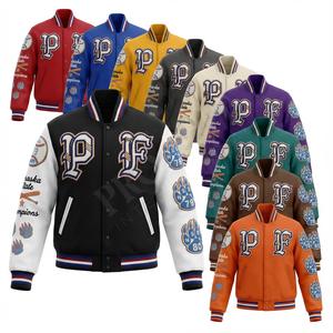 Veste de baseball universitaire streetwear brodée personnalisée pour hommes, veste universitaire unisexe, manches en cuir et laine, veste universitaire à lettres - Product Image 1
