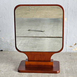 Reddish-Brown Wood Standing Makeup <b>Mirror</b> Desktop GNG009 Single Side <b>Foldable</b> - Product Image 3