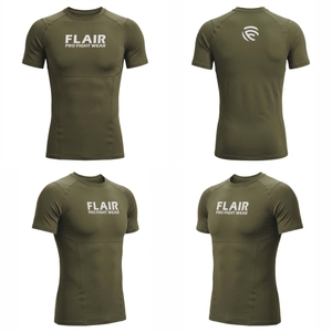 Camiseta de Compresión de Manga Corta para Hombre Flair, Verde Oliva, Cuello Redondo, Tejido de Poliéster, Secado Rápido, Corte Deportivo - Product Image 6