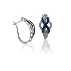 JEWELSPAARK ต่างหูห่วงอินฟินิตี้ประดับเพชรธรรมชาติทรงกลมสีขาวน้ำเงินสำหรับผู้หญิง เงิน 925 (2.01 กะรัต) - Product Image 2