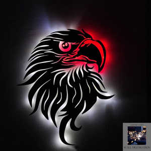 Décoration murale en métal tête d'aigle à DEL - Product Image 1