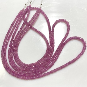 Certified Natural Unheated <b>Pink</b> Sapphire Faceted Rondelle Shape Beads Stone Beads - Product Image 2