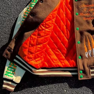 Patchs de broderie personnalisés en chenille Veste universitaire Bomber Letterman College Plus Size baseball varsiti Vestes manches en cuir - Product Image 6