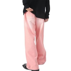 Vaqueros personalizados para hombre, holgados, de pierna ancha, informales, de mezclilla lavada al ácido, color rosa, para ocio. - Product Image 2