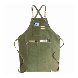Vente en gros Tabliers en jean de barbier pour hommes et femmes Tablier de salon de coiffure avec plusieurs poches en cuir - Product Image 1