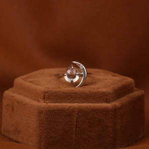 Latest Cabochon <b>Silver</b> Band With Moon Design <b>Stacking</b> Band for Engagement <b>Rings</b> Used With Lab Grown Diamonds for Wedding - Product Image 2