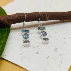 Elegant Multi-Shape <b>Blue</b> <b>Topaz</b> Silver <b>Earrings</b> Designer <b>Blue</b> <b>Topaz</b> <b>Earrings</b> for Gift Occasions - Product Image 3