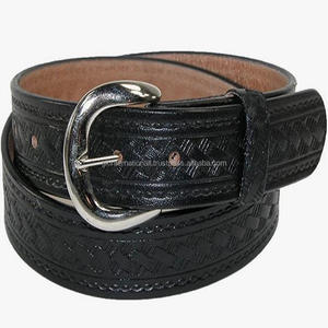 Hand Tooled Full Grain Leather <b>Men's</b> Basket Weave Western Fashion Belt <b>in</b> Two Colors <b>Black</b> and Brown All Custom Sizes Available - Product Image 5