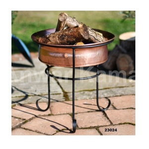<b>Best</b> Selling Copper Round Fire Pit With Black Metal Stand Decorative Fire Pit For Home Kitchen & Garden Decor - Product Image 1