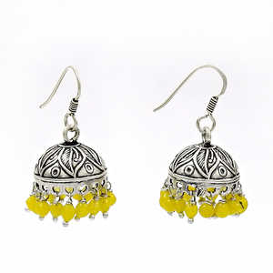 Bijoux indiens de mode en gros en argent sterling massif 925 Boucles d'oreilles bohèmes de style ethnique à la mode avec pierre précieuse en onyx jaune - Product Image 1