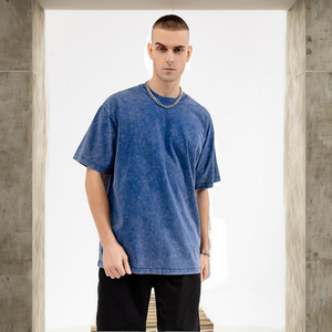 Vente en gros – T-shirt décontracté pour homme, 100 % coton tricoté, 230 g, respirant, col rond, délavé, style streetwear, grande taille 5XL, fabriqué au Pakistan - Product Image 1