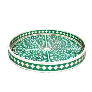 Bandeja de incrustaciones de hueso de nuevo diseño, bandeja de servicio india hecha a mano, bandeja de servicio de incrustaciones de hueso de alta calidad de lujo por S A y Sons Exports - Product Image 1