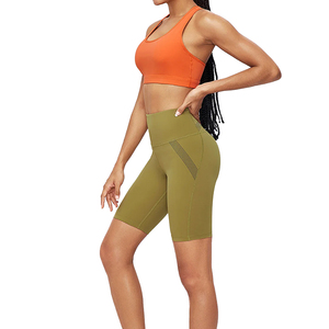 Shorts de compression athlétiques à taille haute pour femmes, en nylon, pour le vélo, la salle de sport, l'entraînement - Product Image 4
