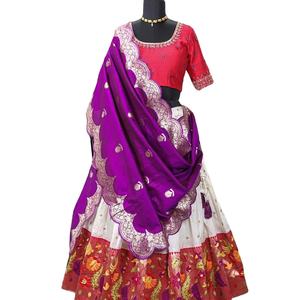 Nuevo trabajo de tejido Jacquard de seda y Zari hermoso Dupatta con ropa india y paquistaní Paithani Lehenga Choli - Product Image 2