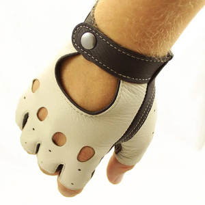 Nouvelle conception pour gants de conduite unisexes en cuir véritable, respirants, demi-doigts, légers, toutes saisons, en provenance du Pakistan - Product Image 3