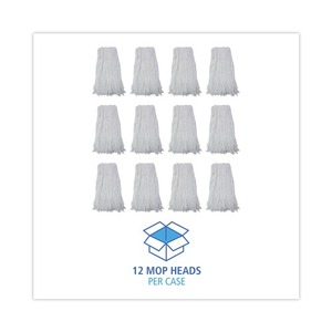 Paseo costero # 32 cabezales de mopa de rayón blancos con extremos cortados, equipo de limpieza giratorio de fácil operación, patrón rectangular, 12/caja - Product Image 4