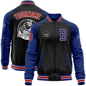 Veste universitaire personnalisée pour hommes en noir et rouge style Royal Bomber avec fermeture à glissière deux tons coupe-vent vintage Streetwear pour l'hiver - Product Image 1