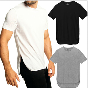 T-shirt à fond rond de haute qualité T-shirts longs pour hommes T-shirt vierge personnalisé à l'ourlet coupé sur le côté pour hommes - Product Image 2