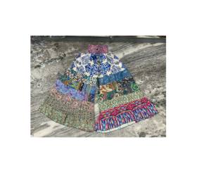 กางเกงขาบานผ้าไหมส่าหรีรีไซเคิลกางเกงขากว้างแนวโบฮีเมียนฮิปปี้ - Product Image 1